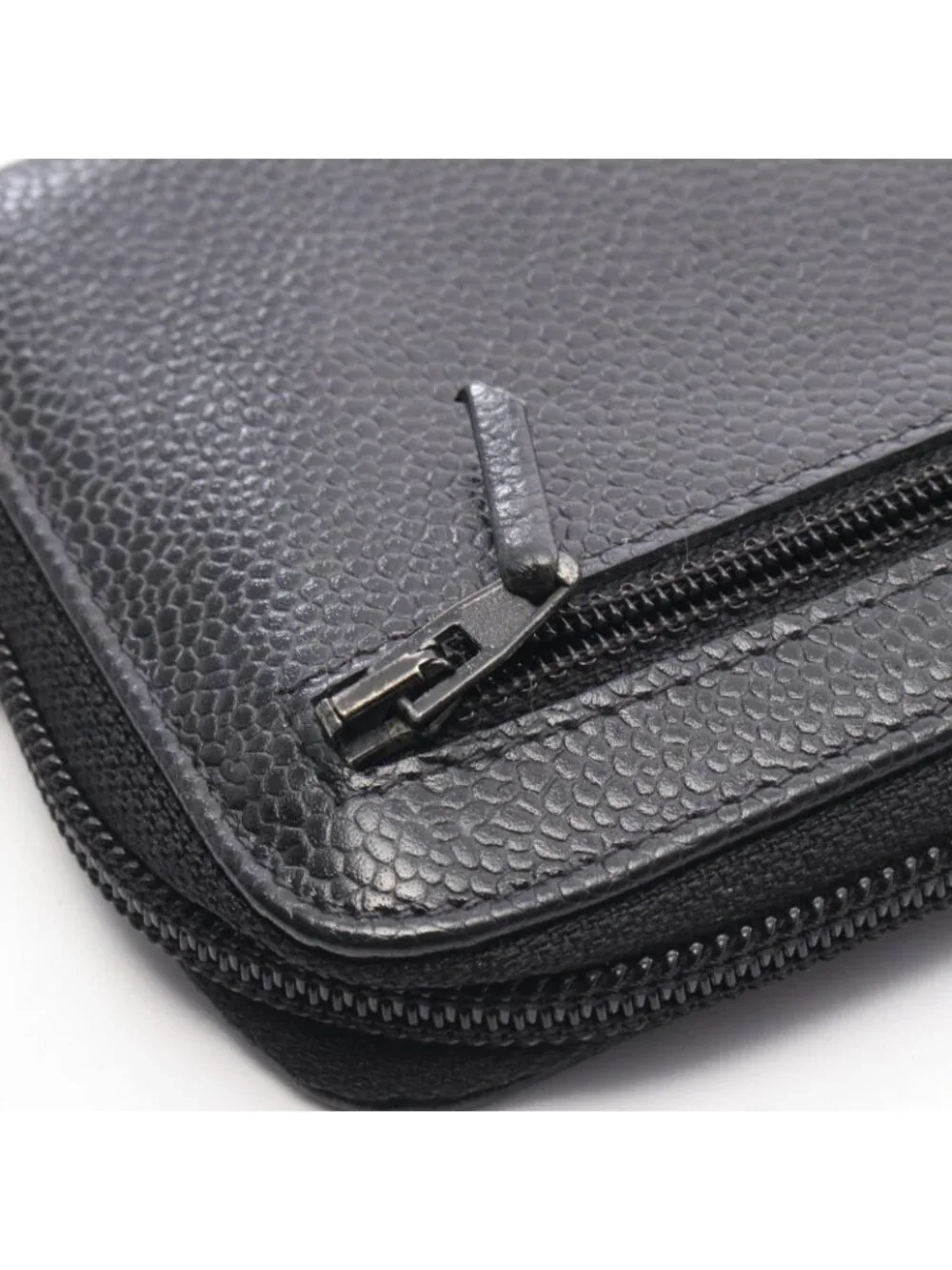 Chanel Round Wallet CC Logo Black Caviar Leather